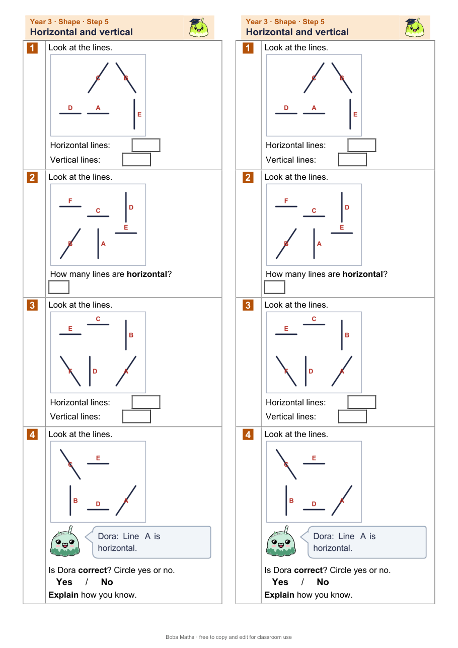 First page of the not scaffolded Horizontal and vertical sheet, printed twice side by side