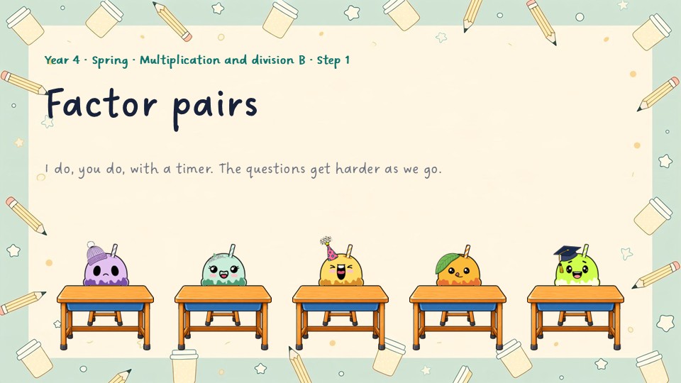 Title slide of the Year 4 Factor pairs PowerPoint