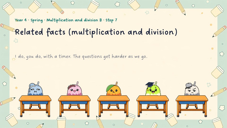 Title slide of the Year 4 Related facts (multiplication and division) PowerPoint